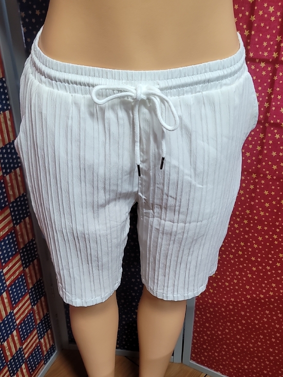 SHEIN Other - SHEIN White Ribbed Drawstring Athletic Shorts
